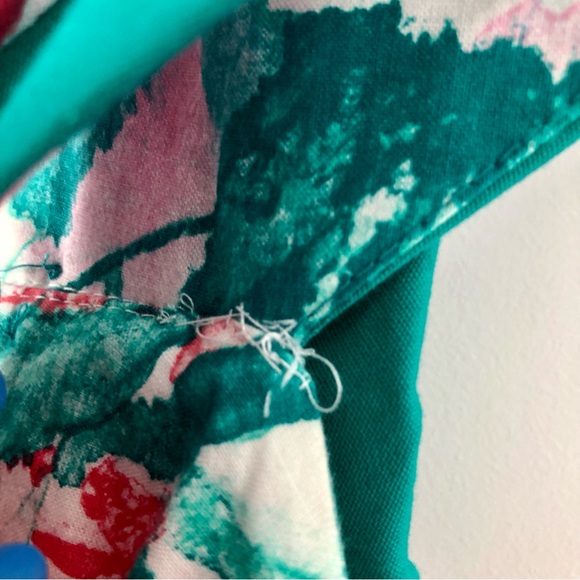 Vintage 80’s Leslie Lucks Bright Floral Print Full Skirt Dress w/ Bows - Picture 15 of 16